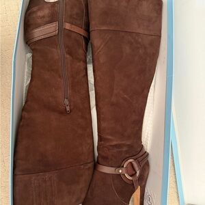 ANTONIO MELANI Chocolate Suede Over the Knee Boots size 8